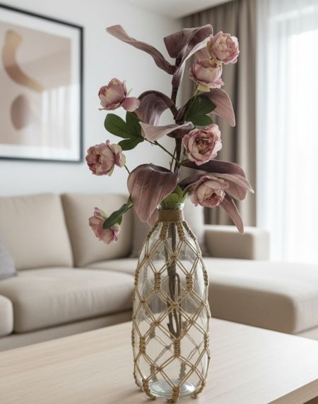 فازا زجاجية مع اضافة الحبل